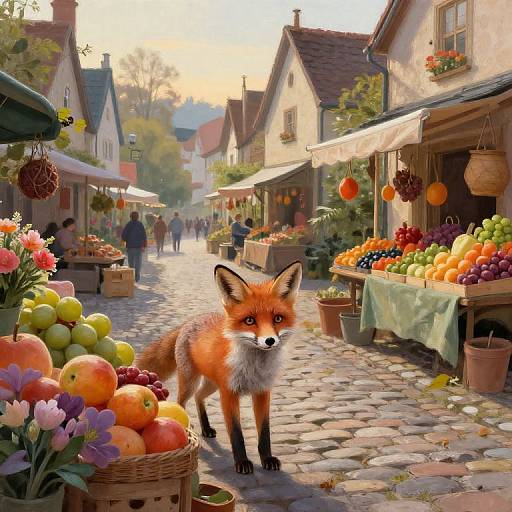 Mischievous Fox Exploring Village Market