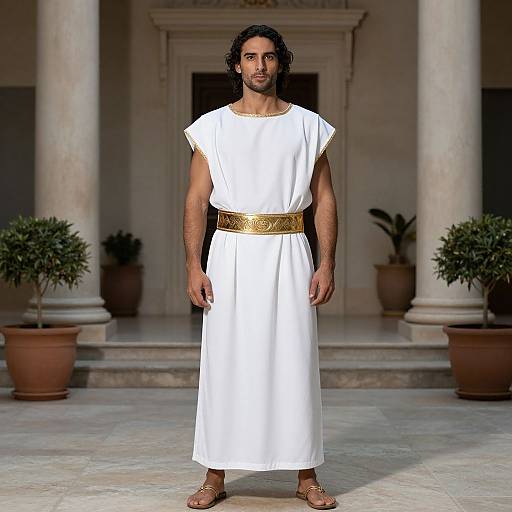 Ancient Greek Man in White Costume