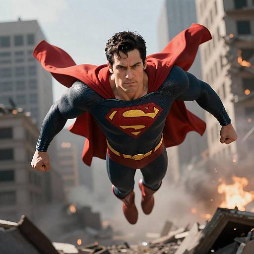 Heroic Flight Through a Ruined Cityscape