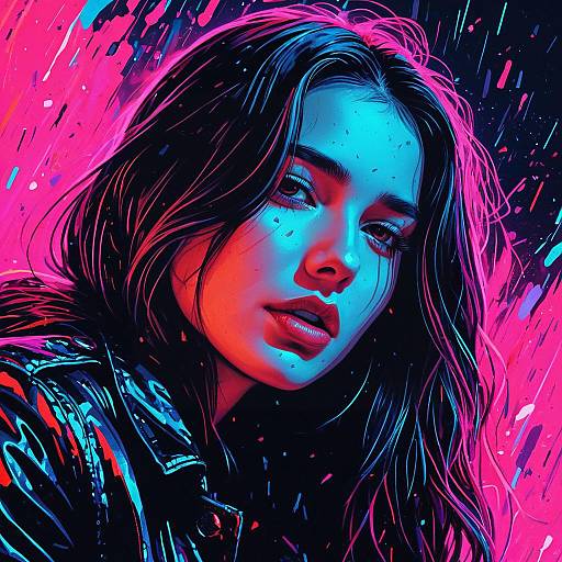 Vibrant Neon Heartbreak Illustration