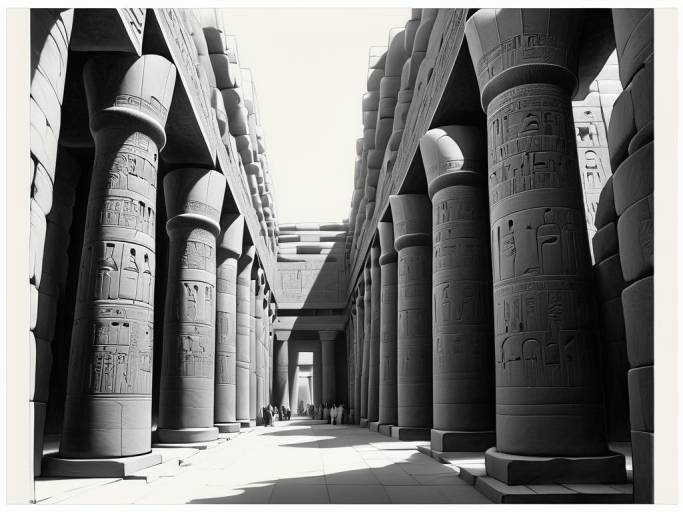 Charcoal Sketch of Karnak's Hypostyle Hall
