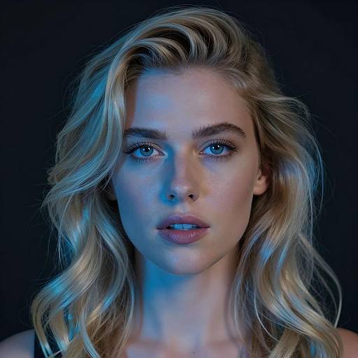 Blonde Woman Portrait with Blue Lighting