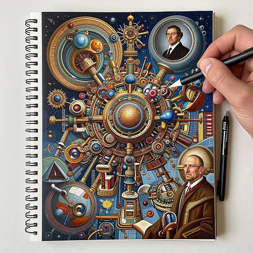 Intricate Sci-Fi Artwork in Sketchbook