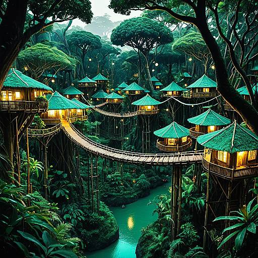 Enchanted Jungle Canopy Village Landscape