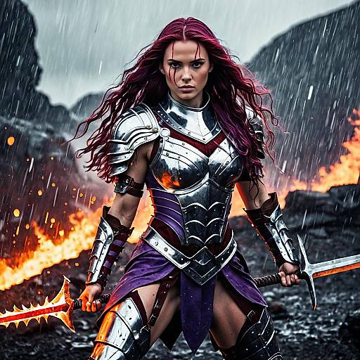 Nordic Warrior Princess in Chrome Armor with Plasma Blades