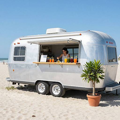 Sleek Airstream Juice Bar on Beach