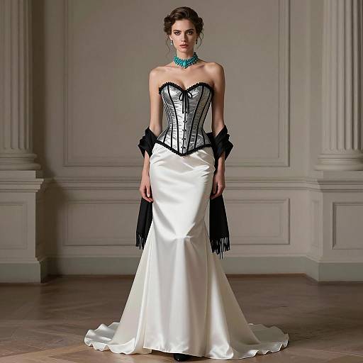 Elegant Victorian Corset Gown Fashion Model