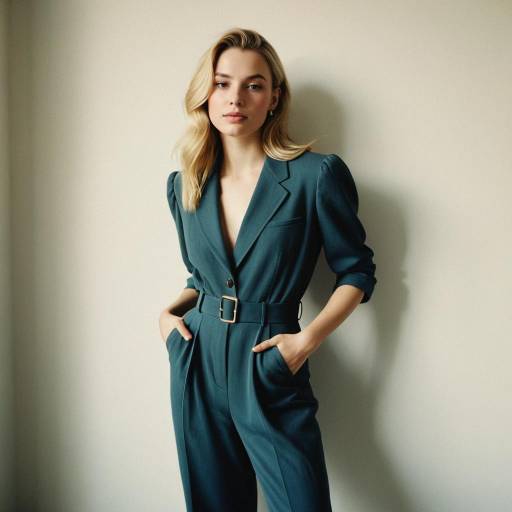 Elegant Blonde Woman in Tailored Jumpsuit