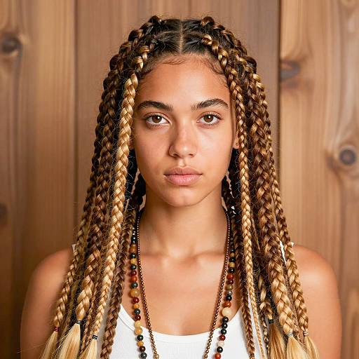 Close-Up of Young Woman with Braids