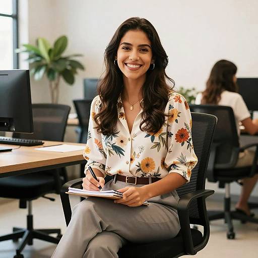 Smiling Brazilian Marketing Manager in Bright Office
