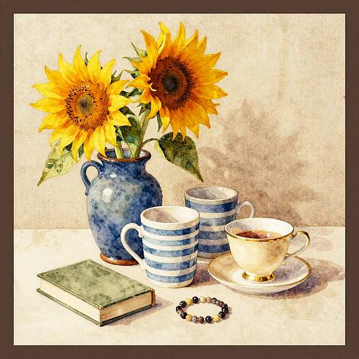 Cozy Watercolor Still Life Composition