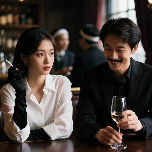 Intimate Bar Scene with Compelling Characters