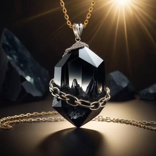 Ethereal Obsidian Crystal with Silver Chains Ethereal Obsidian Crystal with Silver Chains