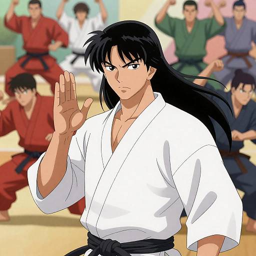 Dynamic Martial Arts Illustration in Color