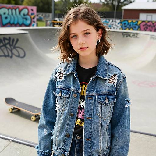 Teen Girl with Baby Bangs in Skate Park