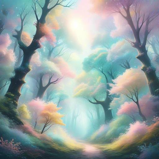 Dreamy Pastel Unicorns in Glowing Forest