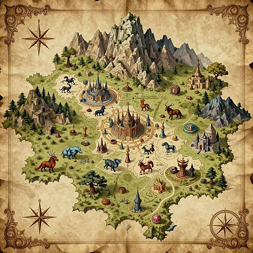 AI-Generated Fantasy Parchment Map