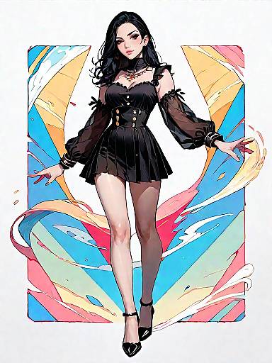 Elegant Woman in Sheer Black Outfit