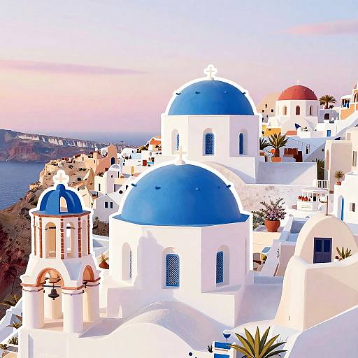 Colorful Santorini Village Sticker