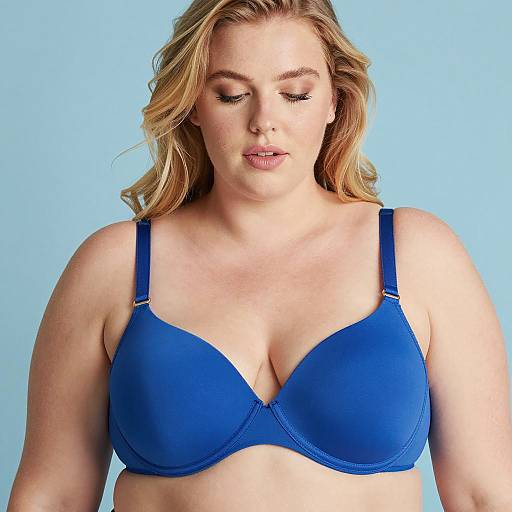 Plus-Sized Woman in Blue Bra