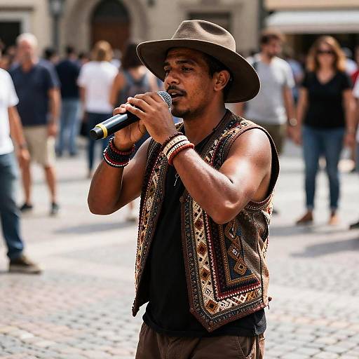 Bold Street Performer in Plaza