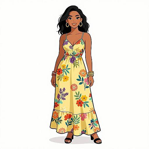 Bohemian Woman in Floral Maxi Dress