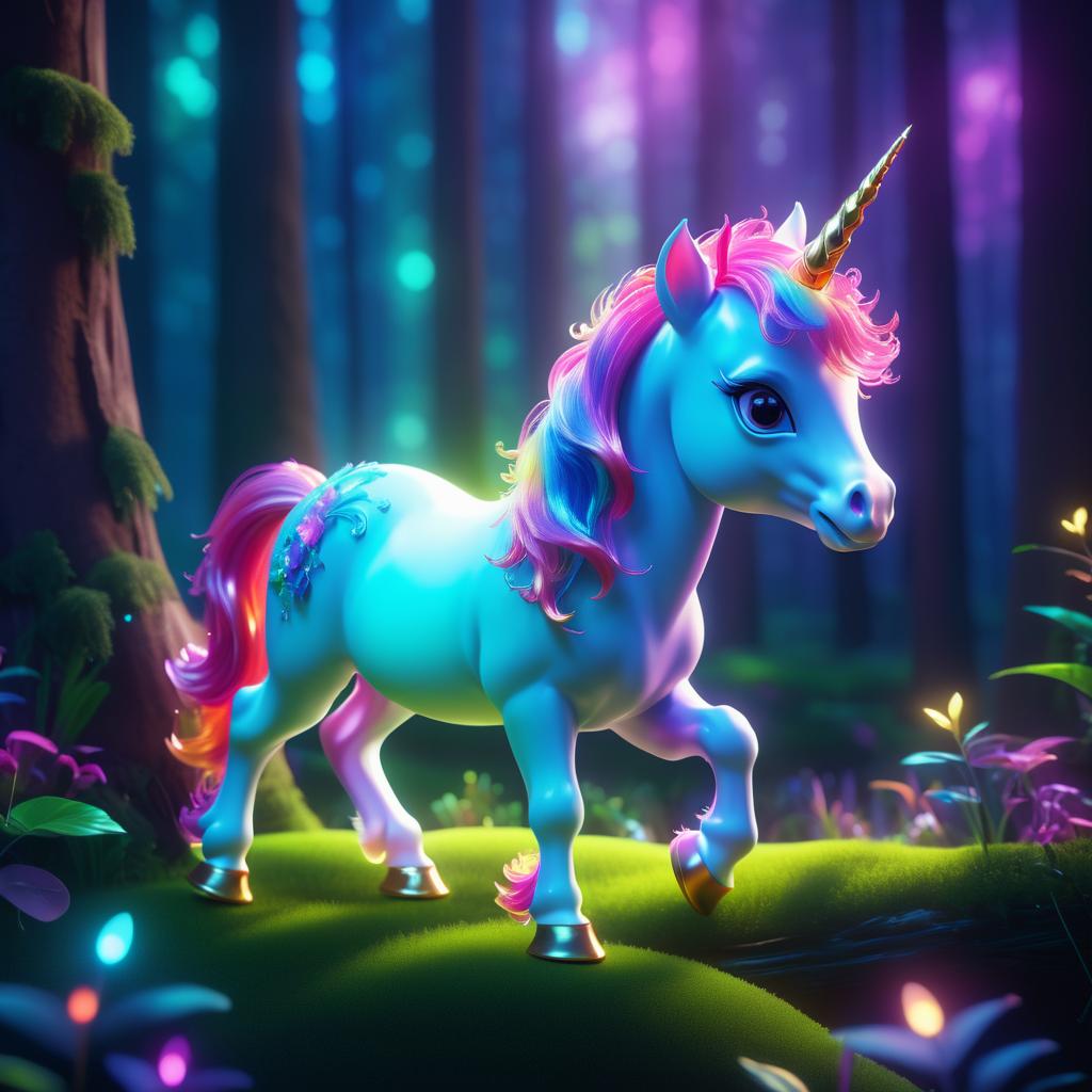 Vibrant Pixar-Style Baby Unicorn Adventure