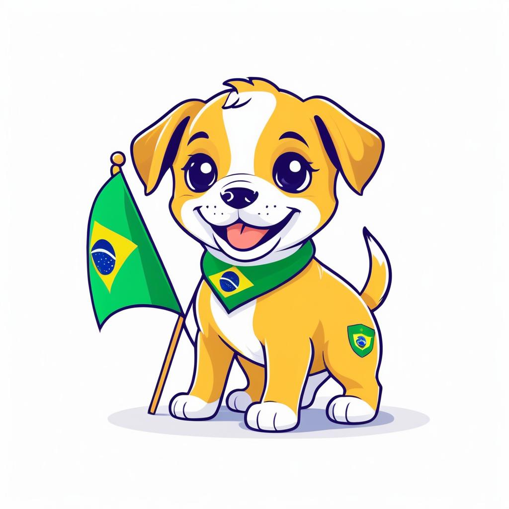 Cheerful Puppy with Brazilian Flag Illustration