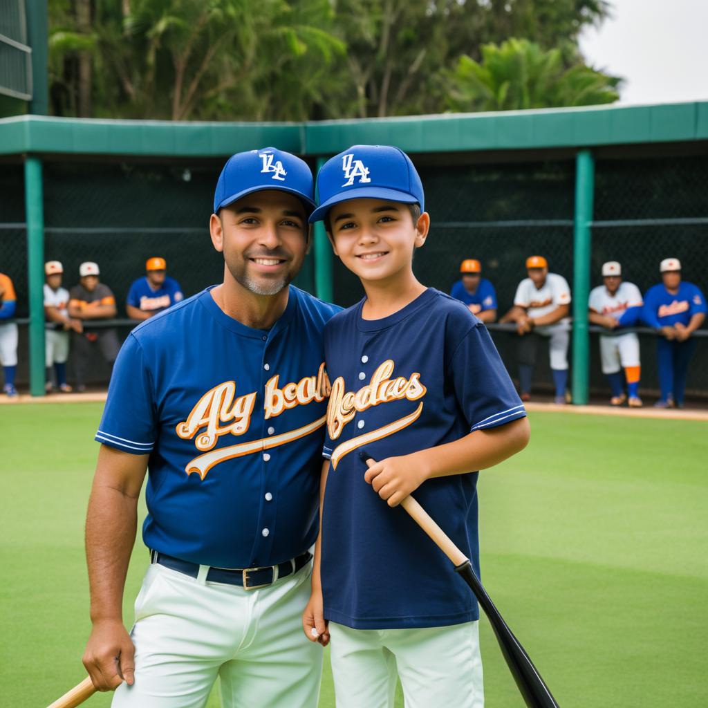 Matching Caps: Father-Son Bonding Moment