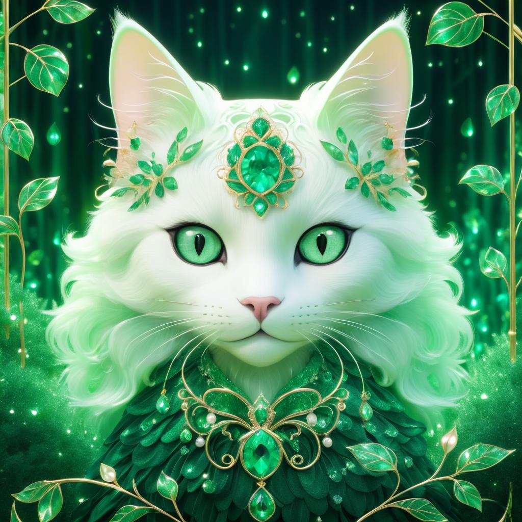 Dreamy Cat Portrait with Emerald Eyes