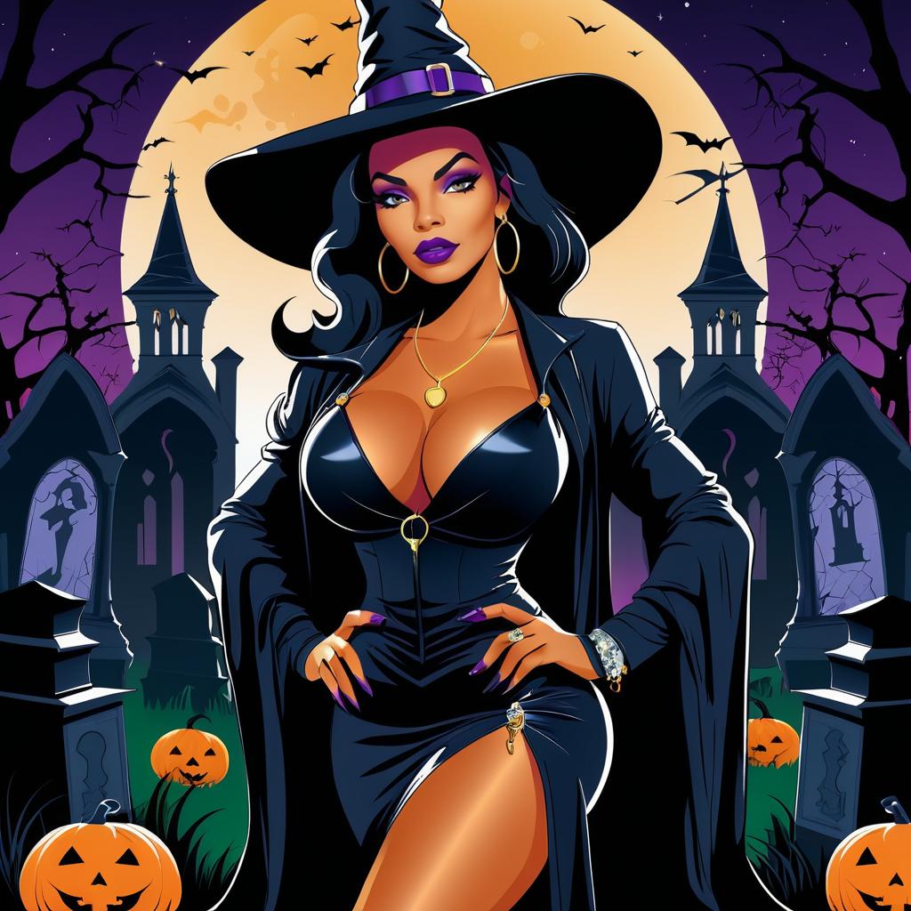 Sassy Witch in Hip-Hop Style Illustration