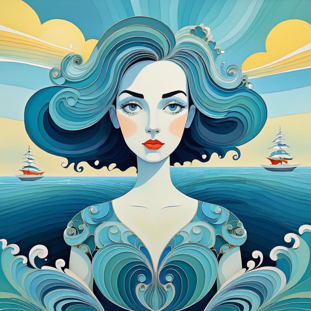 Whimsical Oceanic Woman: Abstract Art