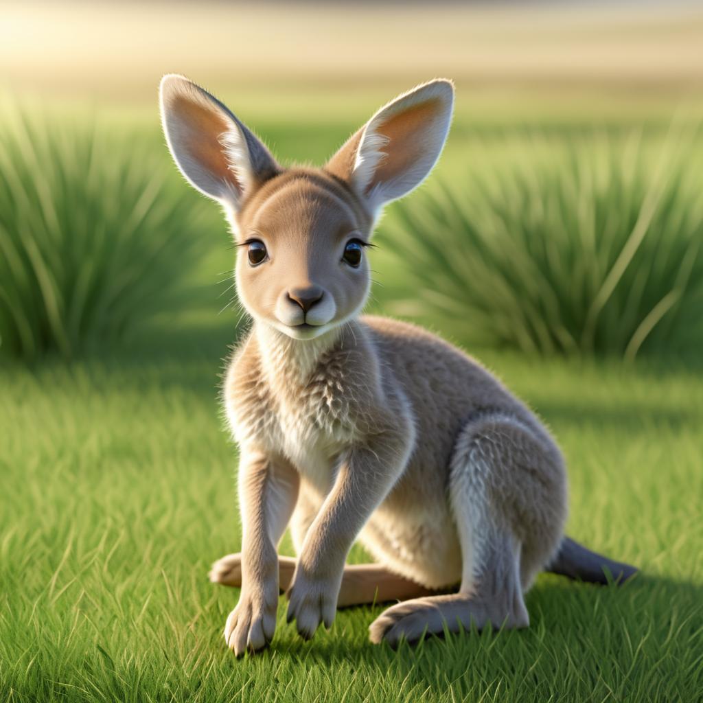 Realistic 3D Baby Kangaroo in Outback