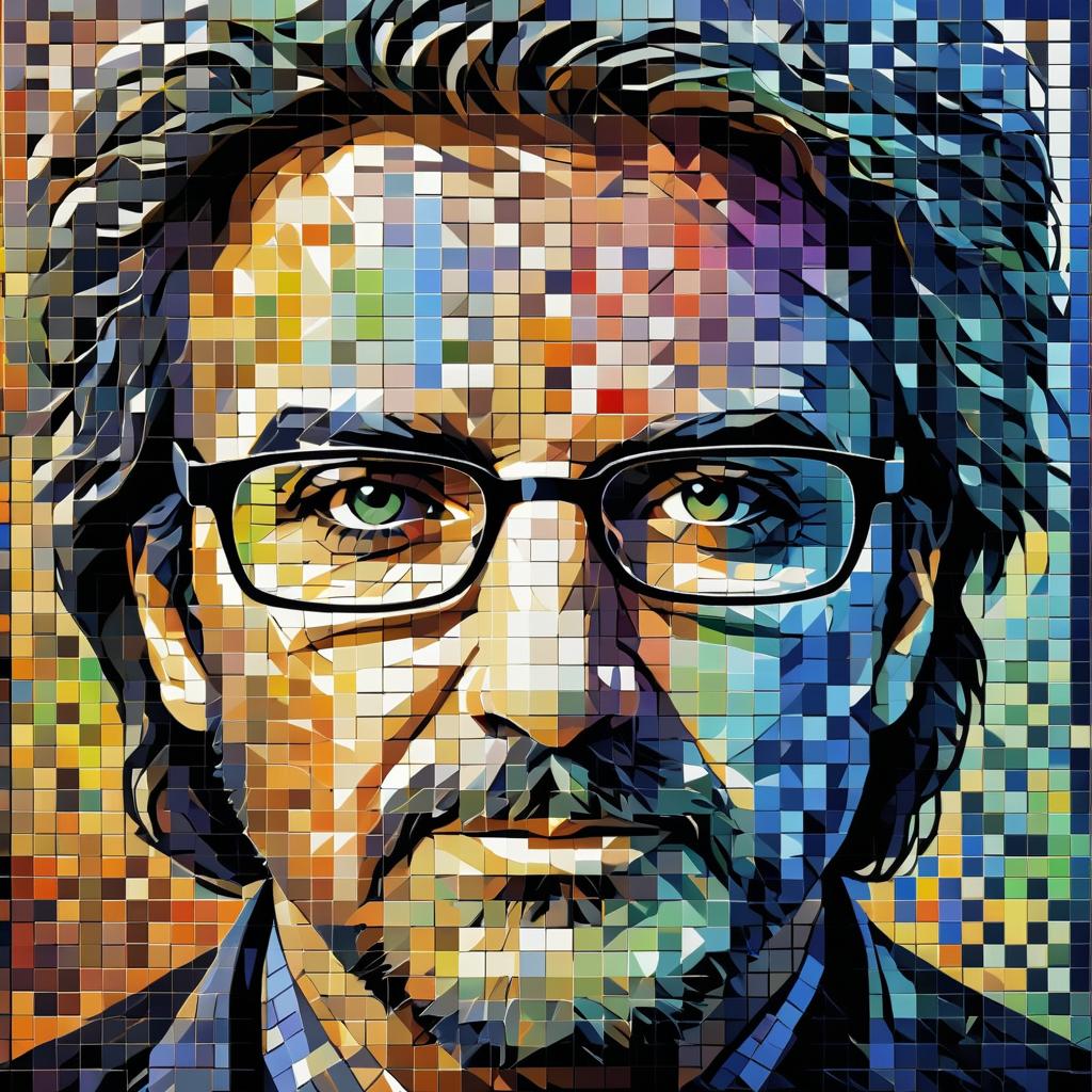 Colorful Mosaic Portrait of a Scientist