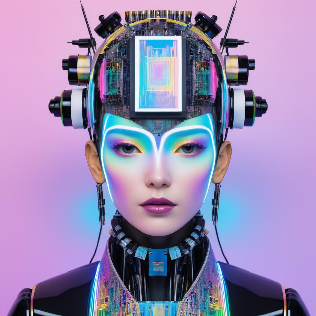 Futuristic Robot Portrait in Lowbrow Art