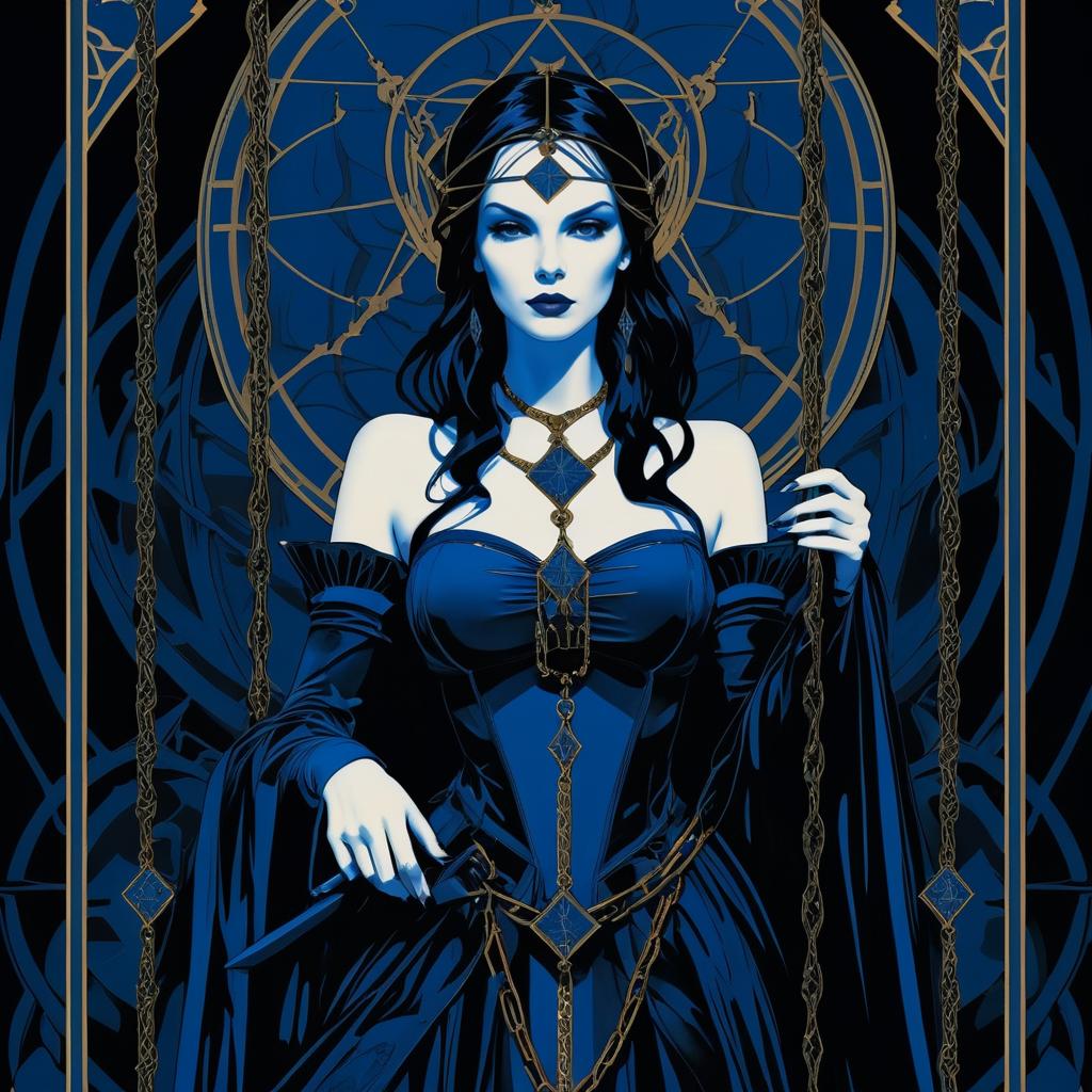 Dark Fantasy Tarot: Bound Woman Illustration