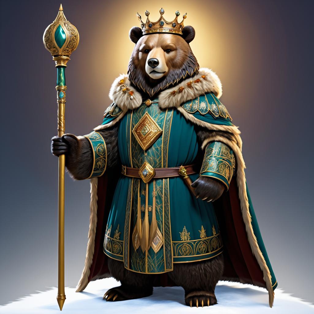 Regal Bear King with Majestic Staff