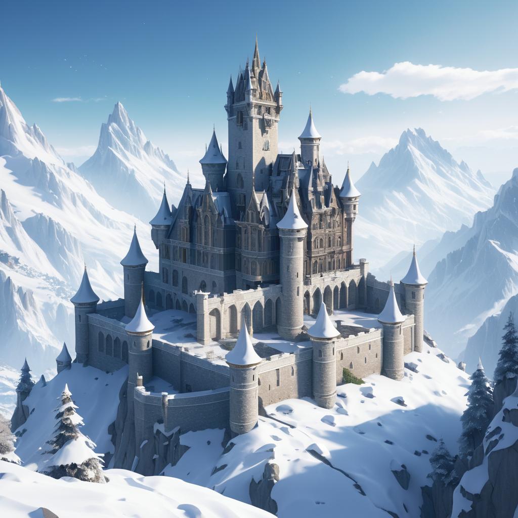 Snowy Mountain Castle Concept Art