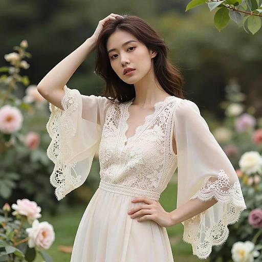 Elegant Woman in Floral Serenity