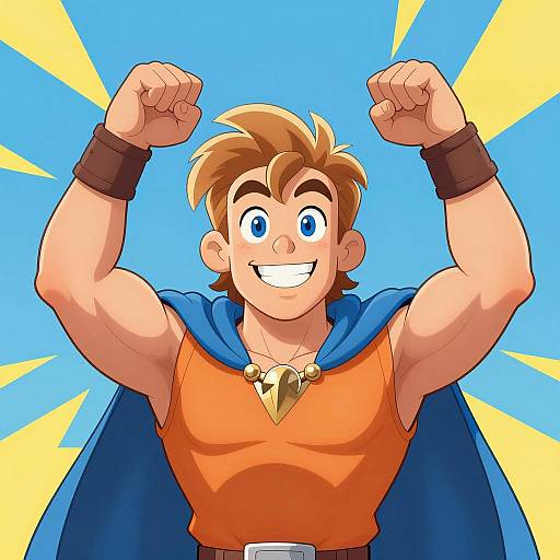 Confident Cartoon Hero in Action