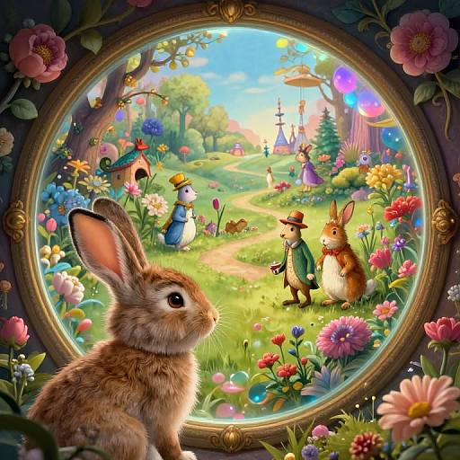 Whimsical Rabbit's Dreamlike Portal