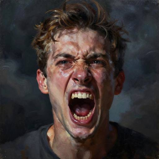 Hyperrealistic Screaming Guy Portrait