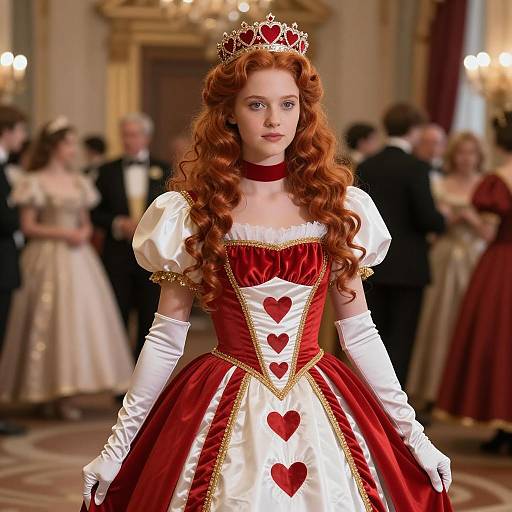 Regal Fantasy Queen in Opulent Ballroom