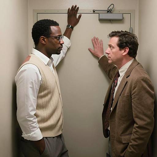 Dramatic Encounter in a Narrow Hallway