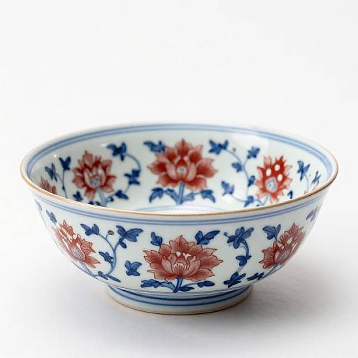 Red Blue White Chinoiserie Bowl