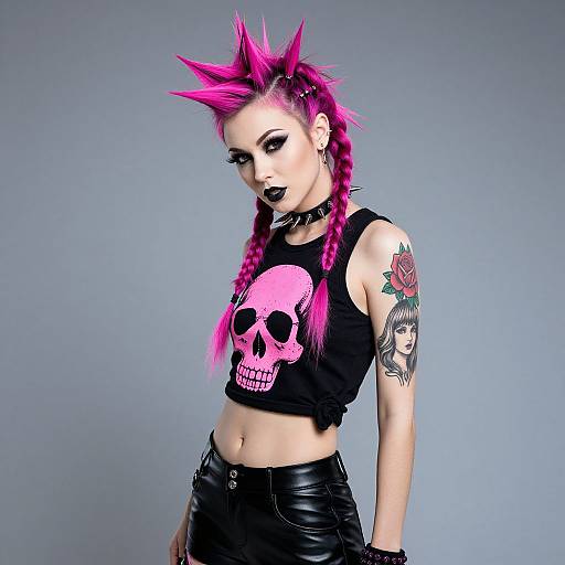 Punk Rock Woman with Pink Braids