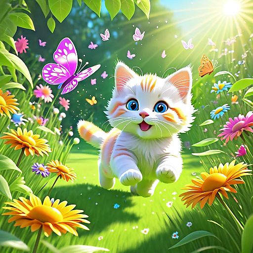 Playful Kitten in a Sunny Garden Playful Kitten in a Sunny Garden