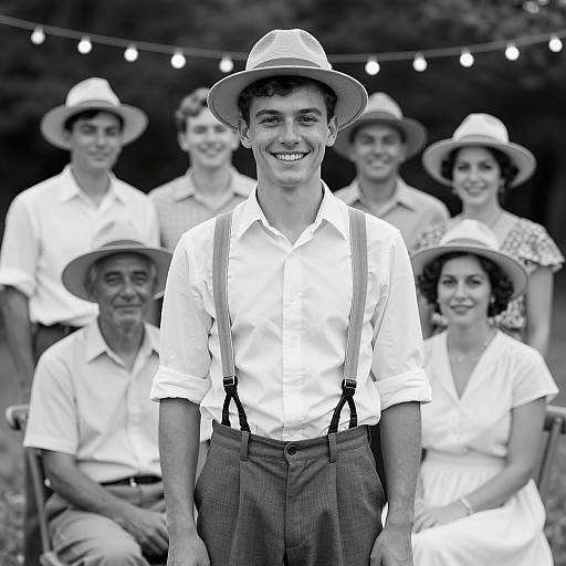 Vintage Group Portrait with Smiling Subjects
