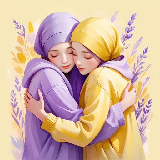 Two Women Embracing in Colorful Hoodies