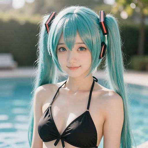 Sunlit Poolside Miku Ultra Realistic